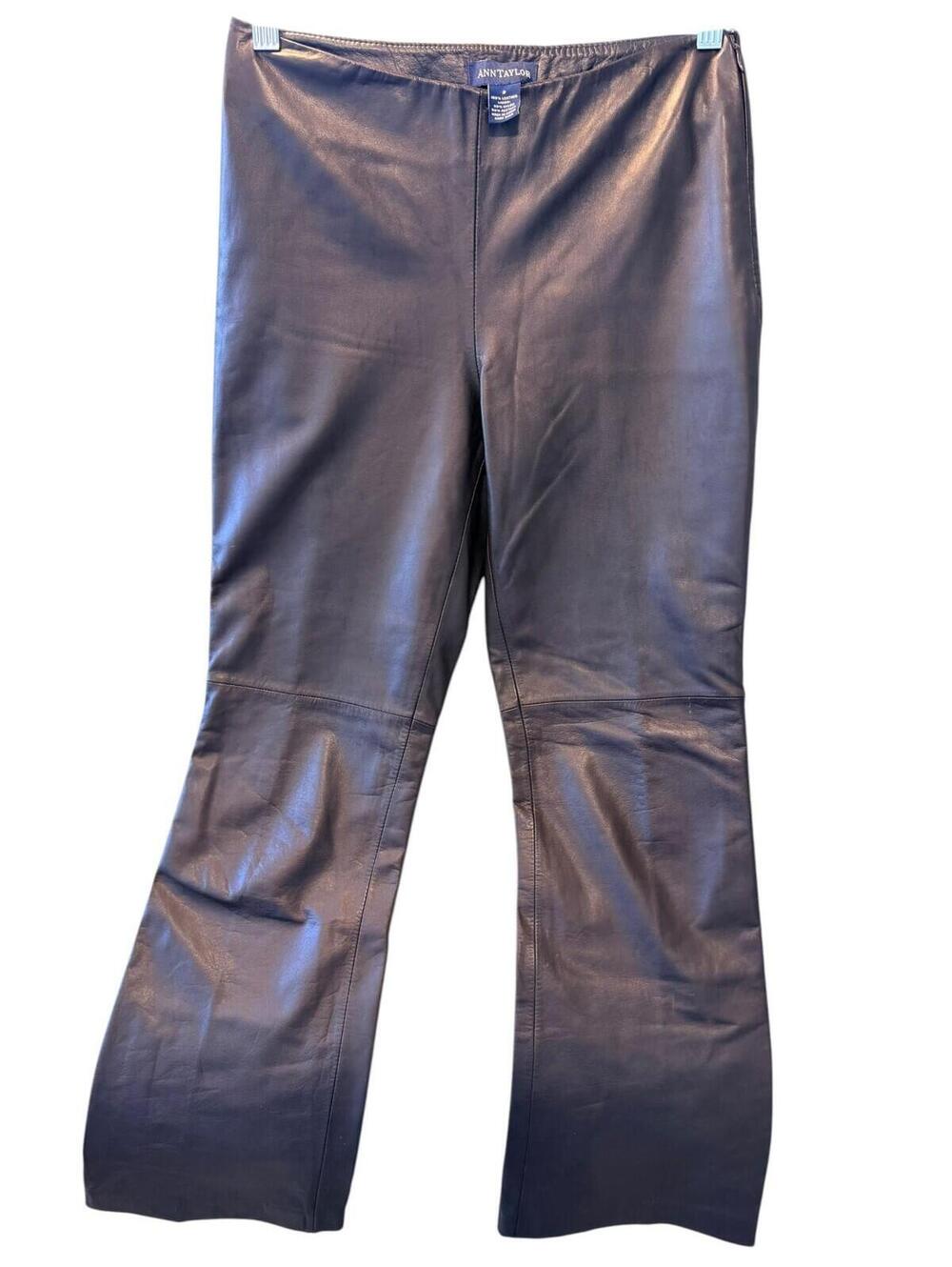 Ann Taylor Womens 2 Brown 100% Leather Pants Bootcut‎ Lined Career Y2K